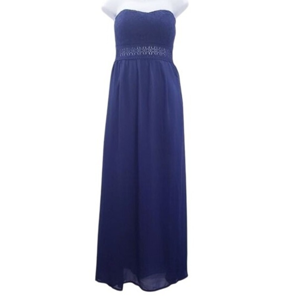 Ya‎ Los Angeles Strapless Silk  Cut Out Maxi Dress NEW Size M